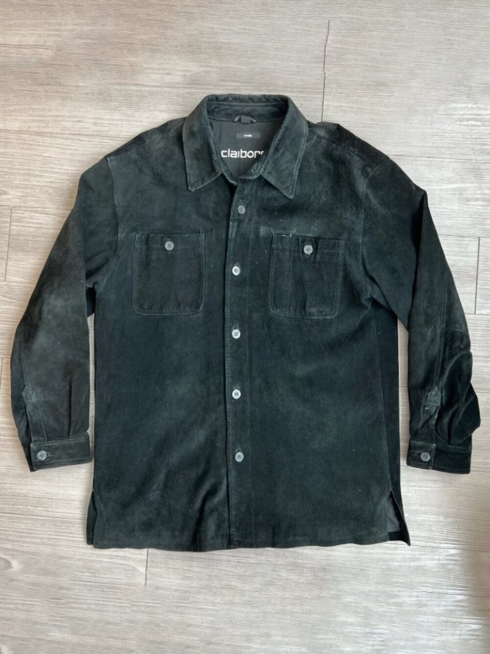 00s Suede Shacket Genuine Leather Liz Claiborne Western Mens Vintage Size L